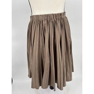 nu NEW YORK Women Brown Elastic Waist Pleated‎ Midi Skirt Size ML